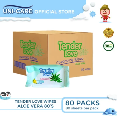 Tender Love Aloe Vera Cleansing Wipes 80's Pack of 36 (1 Case)