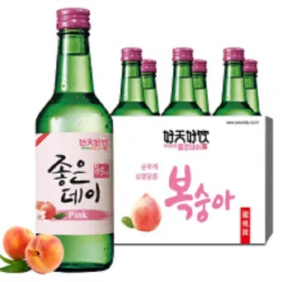 20 Bottle Good day Korean Soju Pink Peach flavor 360ml