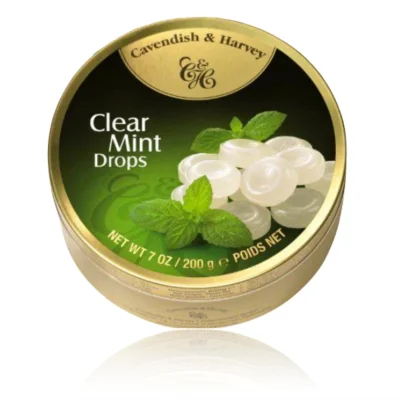 Cavendish & Harvey Clear Mint Drops 200 grams with FREE Gingerbon Ginger Sweets Regular 20g
