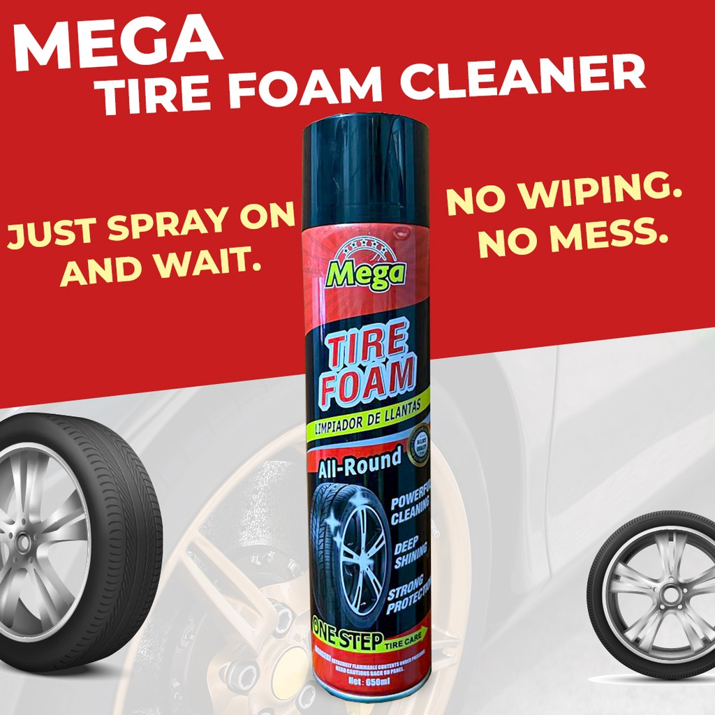 R & M Closet / 650 ML Mega Tire Foam Cleaner / Tire Black / Tire