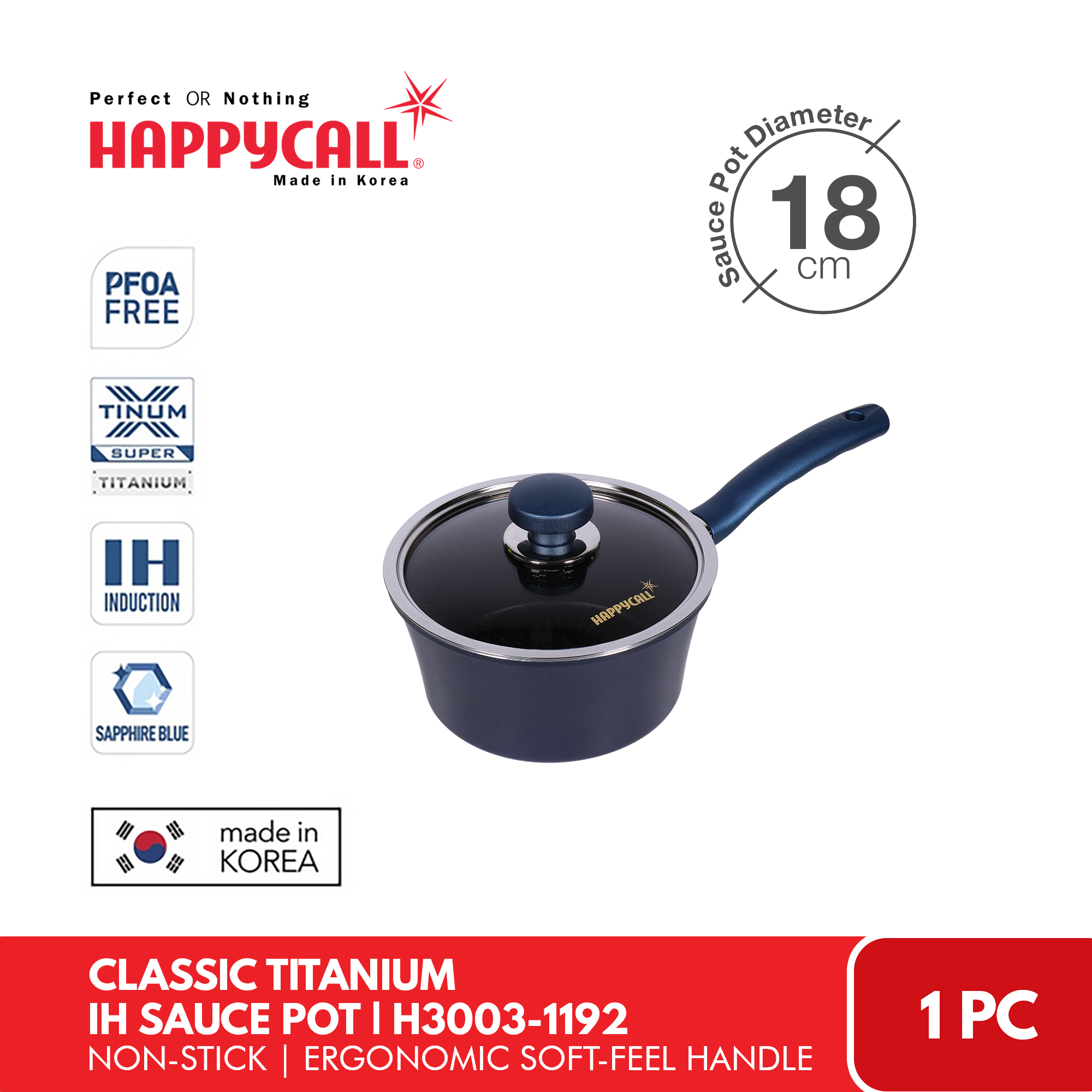 HAPPYCALL Classic Titanium IH 18cm Sauce Pan – OG Singapore