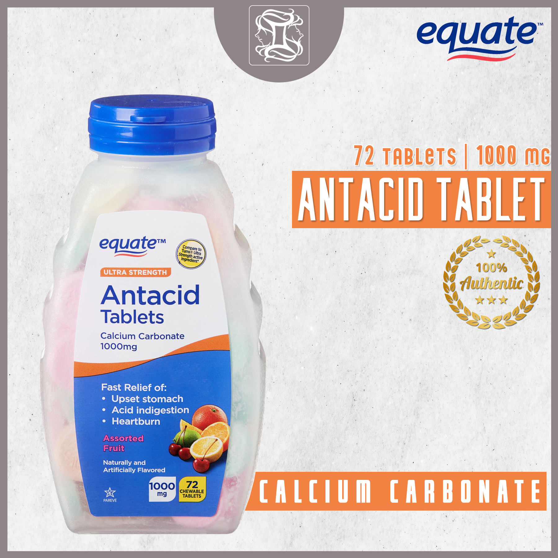 Equate Antacid Tablets 1000mg (72 Chewable Tablets) Lazada PH