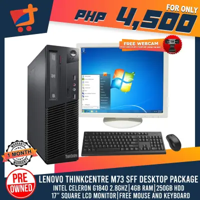 Lenovo Thinkcentre M73 SFF Slim PC | Intel Core Celeron G1820 4GB RAM, 250GB HDD | Desktop Package | 17" LCD Square Monitor | Free Mouse and keyboard, Free Webcam | We also have NEC, Fujitsu, Lenovo Brand | TTREND