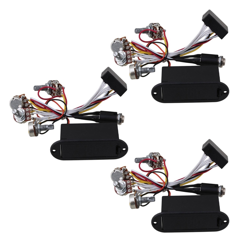 3X 2 Band Active Bass Guitar EQ Equalizer Preamp Circuit Pickup Black