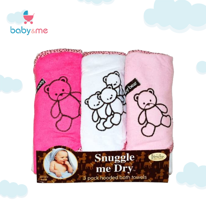 3 Pack Boy Frenchie Mini Couture Bear Hooded Towel Set 