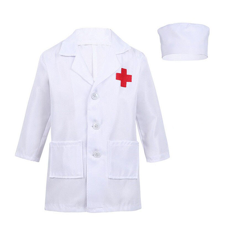 Kids Doctor Costume White Gown Nurse Uniform Toy Pretend Play Doctor