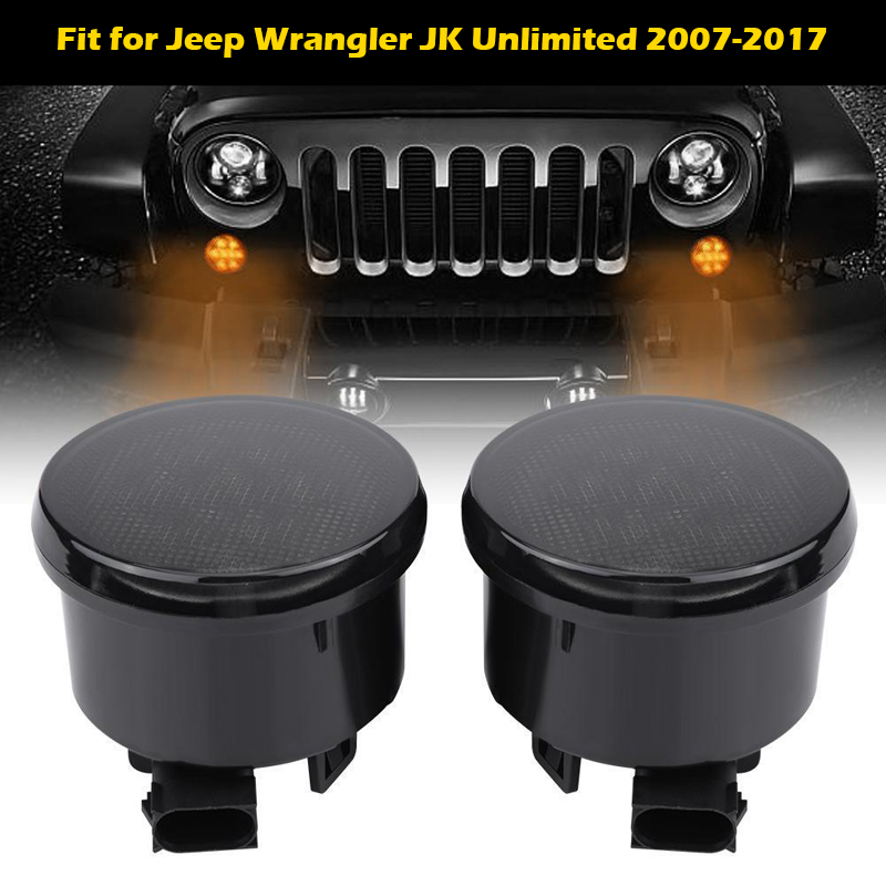 LED Turn Signal Fit For Jeep Wrangler JK Unlimited 2007-2017 Front Grille  ed Lens Amber Light Bumper Lamp Car Accessories | Lazada PH