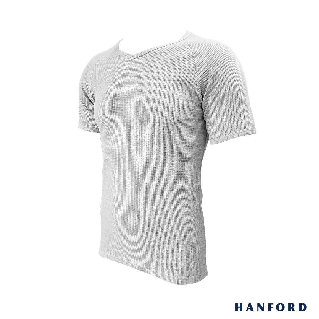Hanford Men V-Neck Cotton Waffle Knit Muscle Fitted Shirt - Wade (Single  Pack)