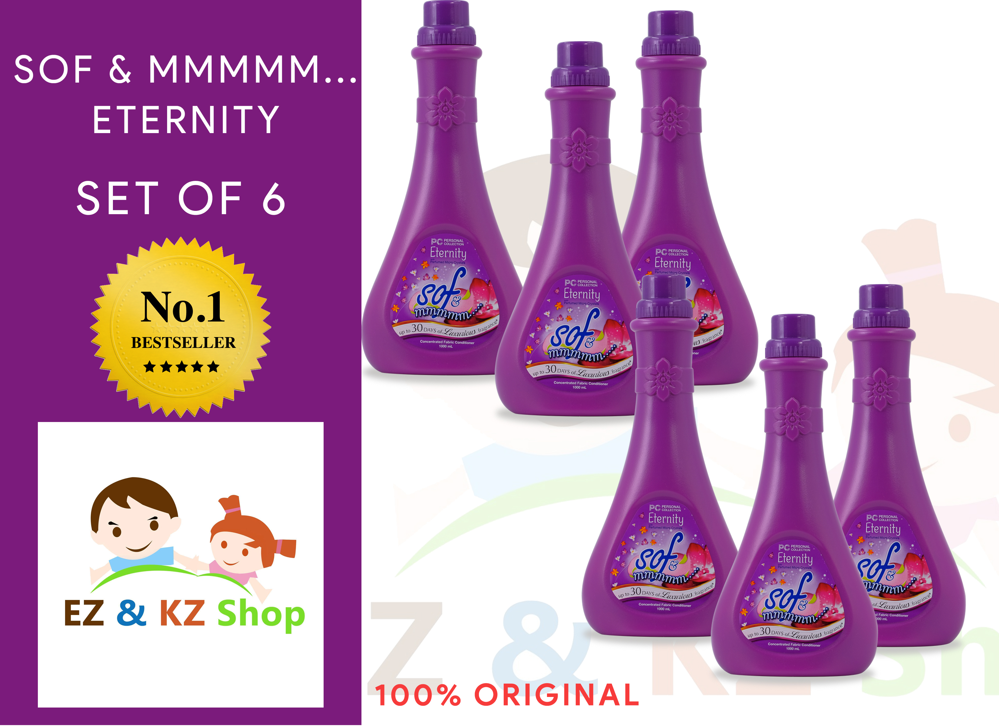 sof & mmmmm.. Fabric Conditioner ETERNITY 1000ml set of 1pc, 6pcs