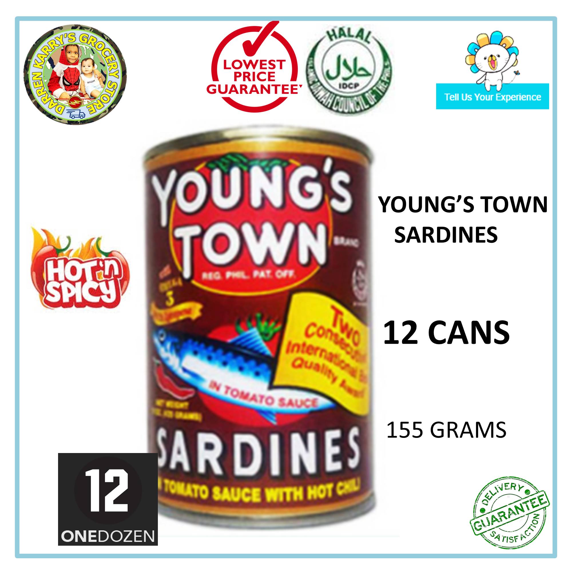 ONEDOZEN Young's Town Sardines 155 grams X 12 cans in Tomato Sauce