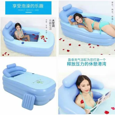 Adult Spa PVC Folding portable plastic bath tub for adults Inflatable Bathtub size 142cm*84cm*64cm