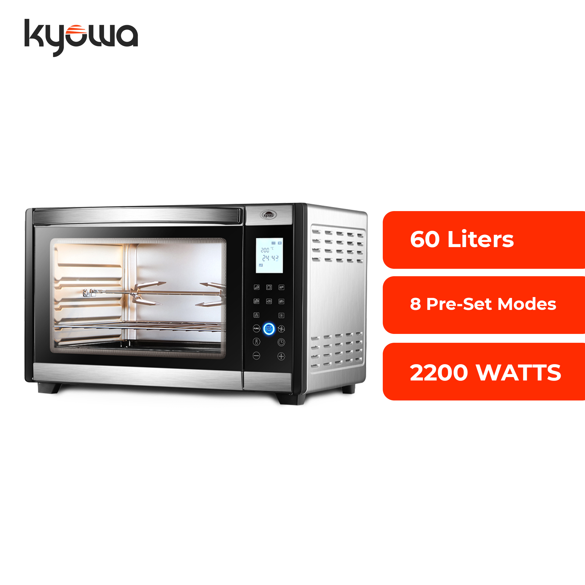Kyowa 60L Digital Electric Oven with Rotisserie & Stainless Steel Body
