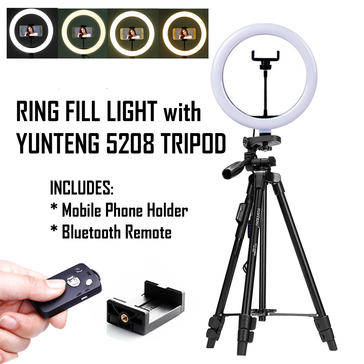 100 Original UME 10”/26CM Selfie Ring Light Tripod Photo Studio