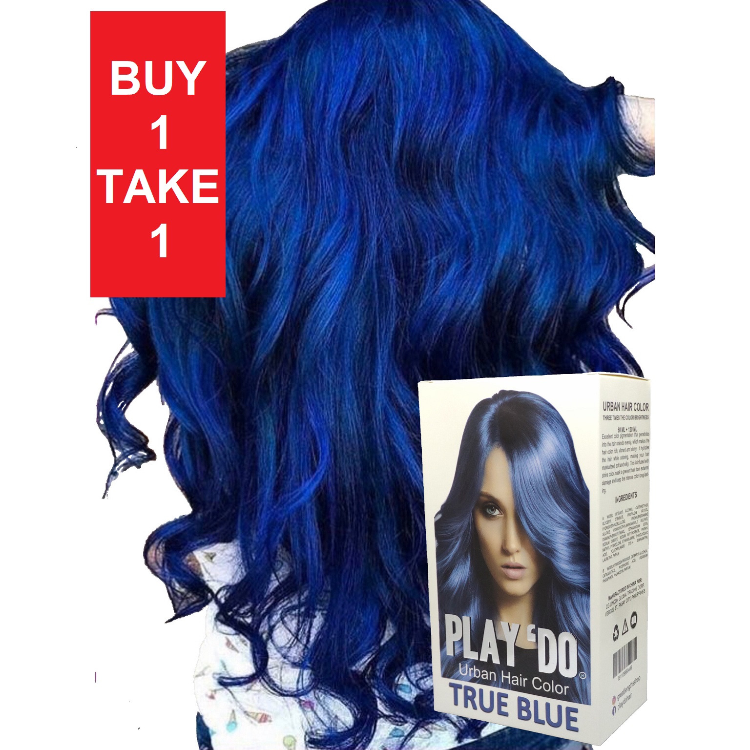 Play 'Do Urban Hair Color Bright True Blue 180 ml, Hair color cream,  Permanent hair color, Hair dye, Highlights Buy 1 Take 1 | Lazada PH