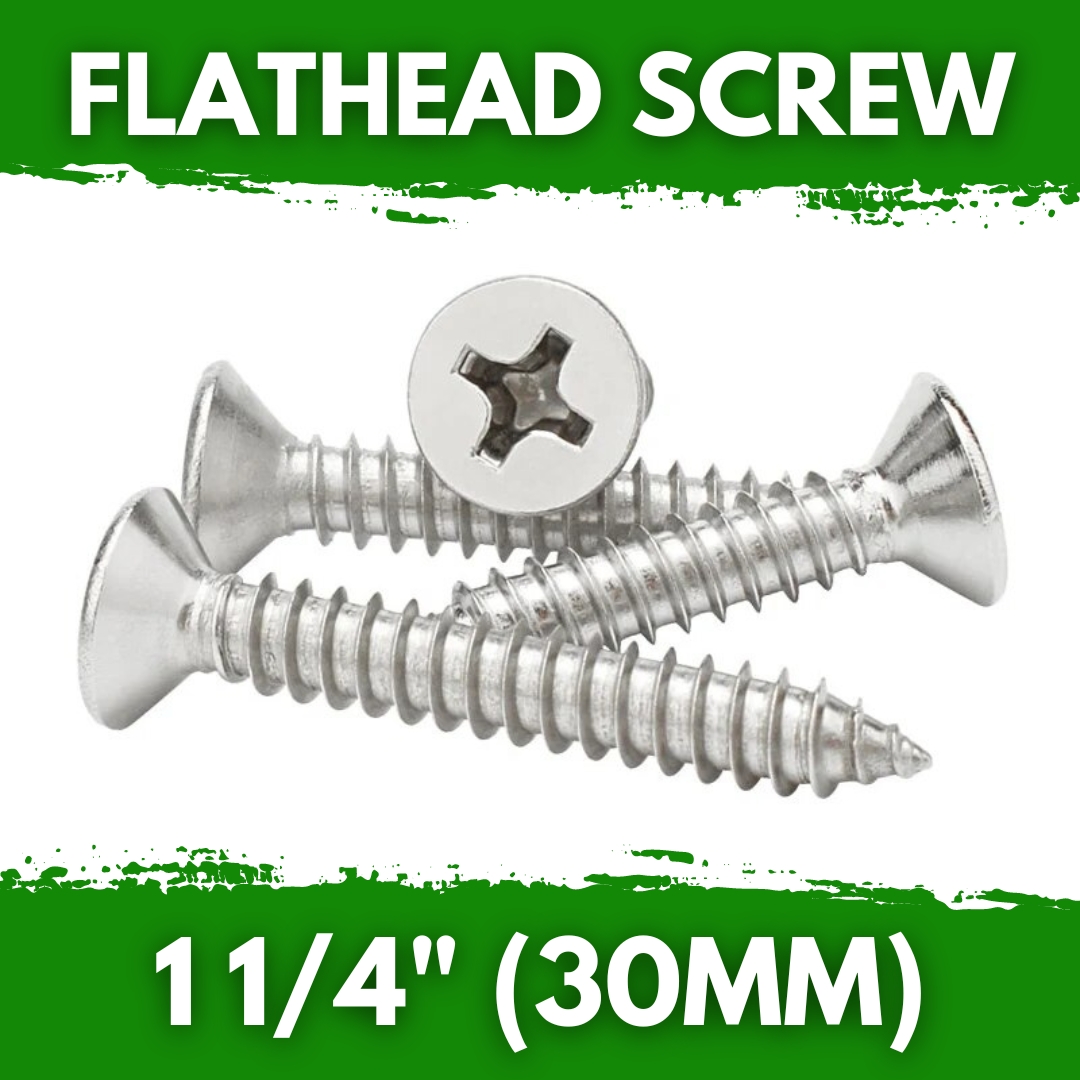 (100 PCS) Flat Head Screw for Wood 1 to 2 Inches Hardiflex Screw ...