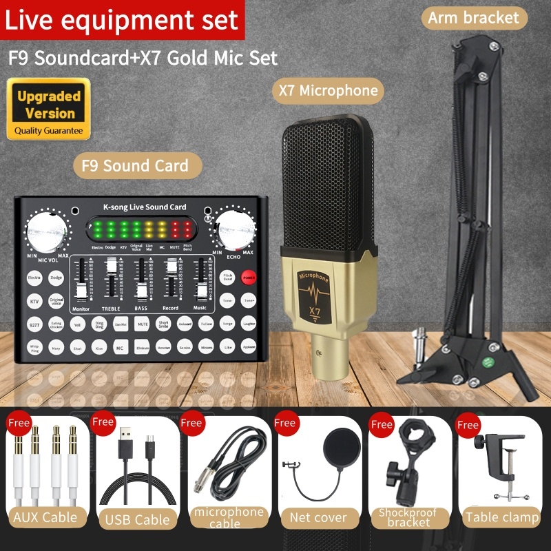 F9 Bluetooth Sound Card 18 Sound Effects Microphone Live Streamer