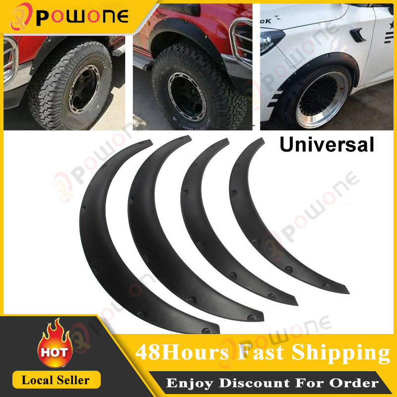 Powerful Enterprise [COD] 4PCS universal car wheel fender flare flexible  and durable polyurethane black