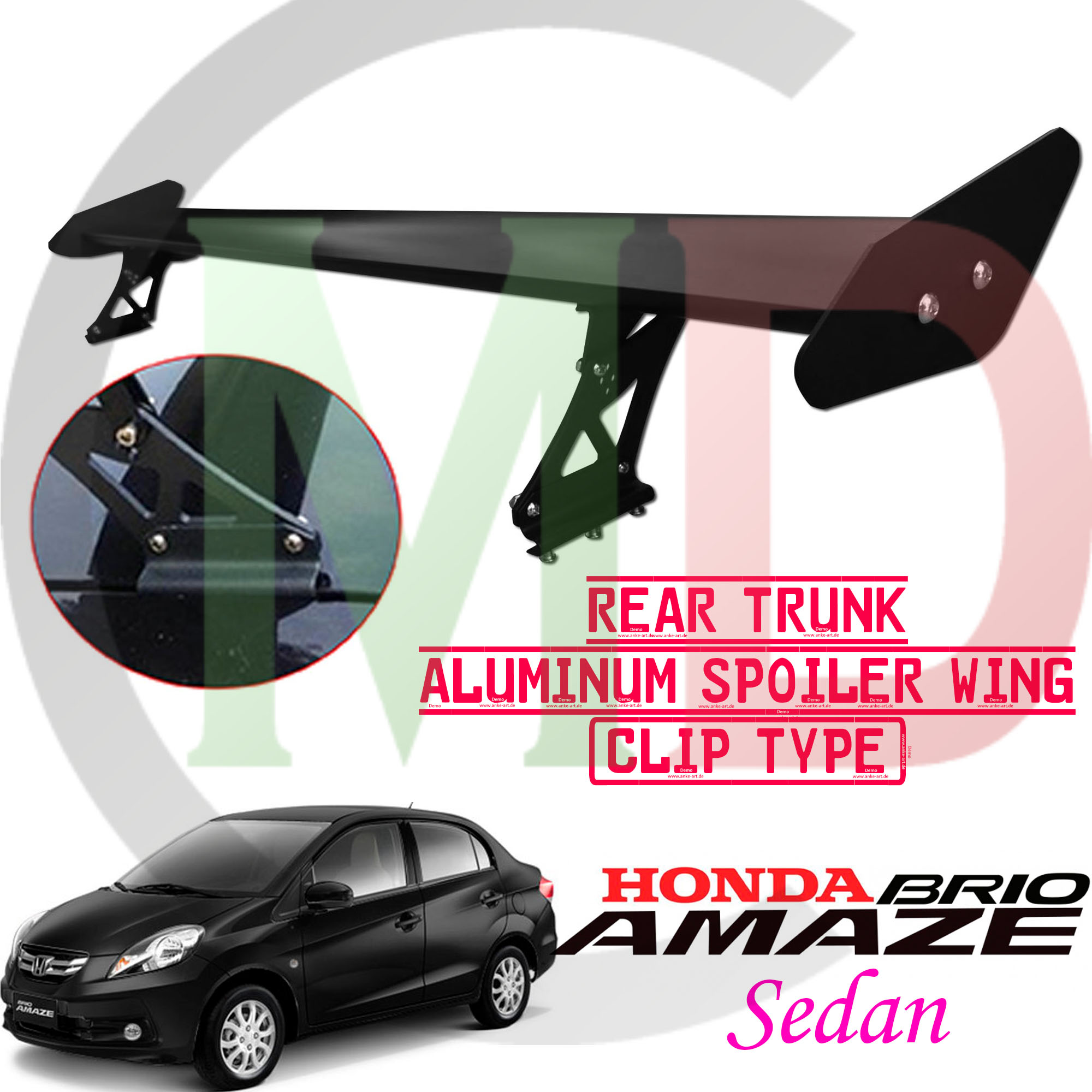 Honda Brio Amaze Sedan Rear Trunk Aluminum Spoiler Wing (Clip Type