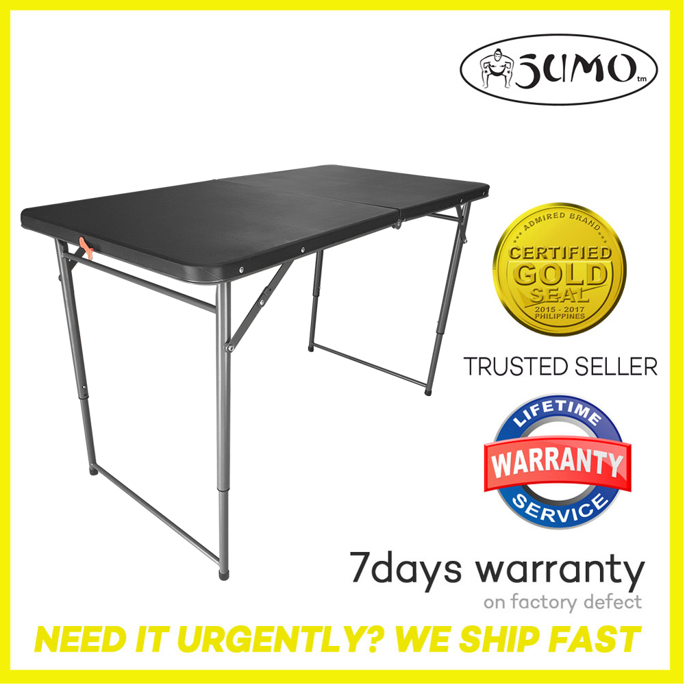 SUMO ST2448PF BLK Rectangular Folding Plastic Table, Fold In half