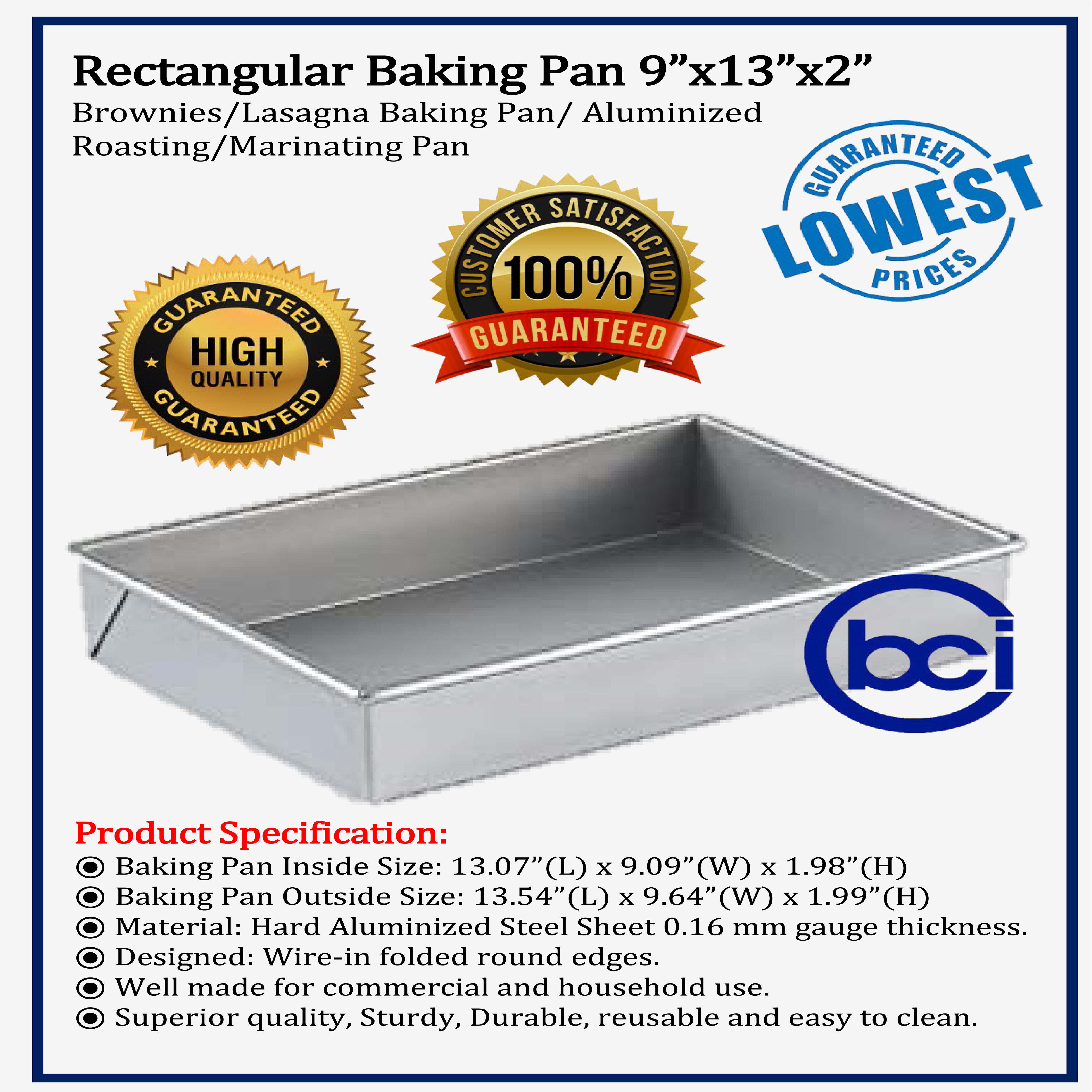 BAKER'S CUTLERY™- Aluminium Rectangle Cake Mould, Sweet Tray Tin Cake Tray  Bakeware Baking Pan Big (11 x 9 x 2) Inch - Baker's Cutlery