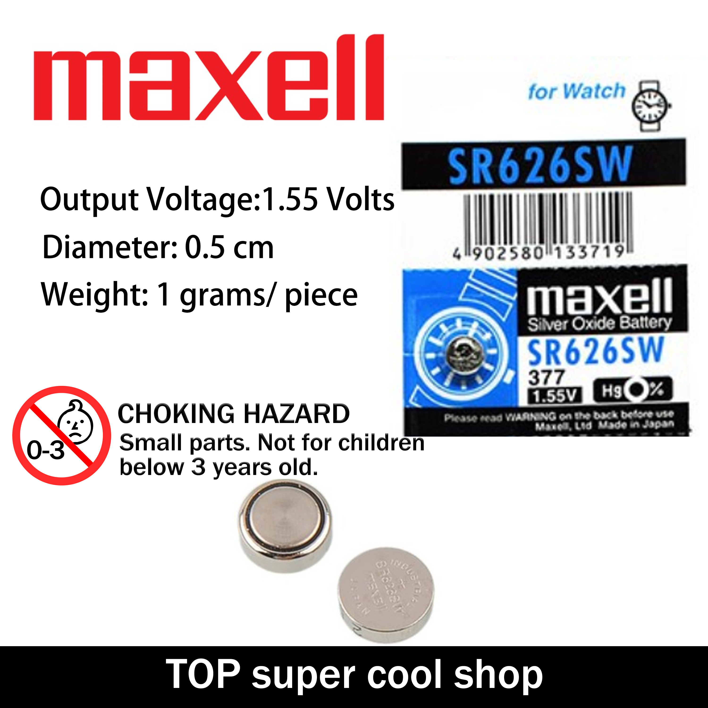 5 Maxell SR626SW 377 Silver Oxide Watch Batteries