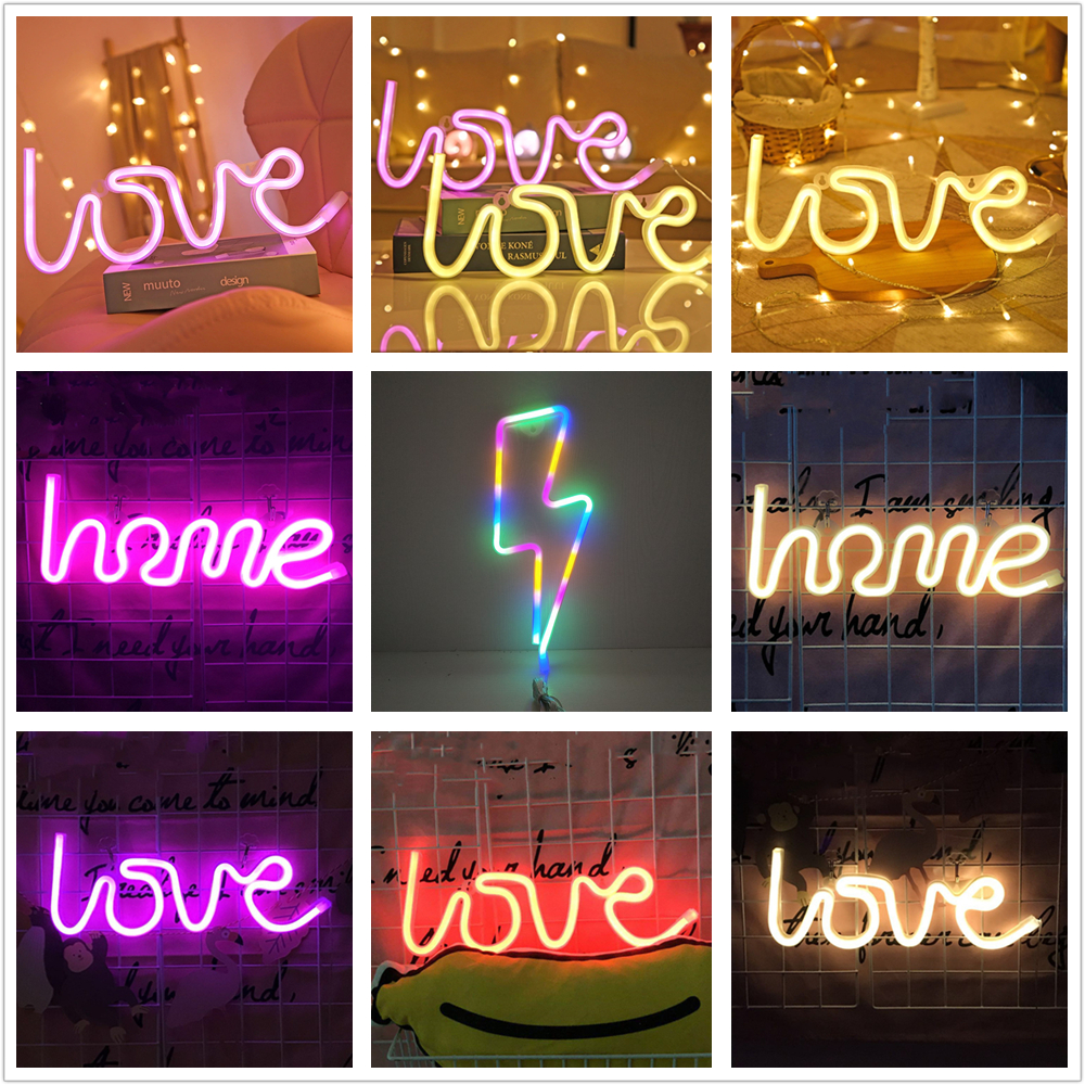 Love Shape Neon Light Signs Led Lightning Shape Night Light (Battery Box +  Usb) Double Powered For Wall Table Decor Party Wedding Window Shop Kids  Room Home Decor Gift | Lazada Ph