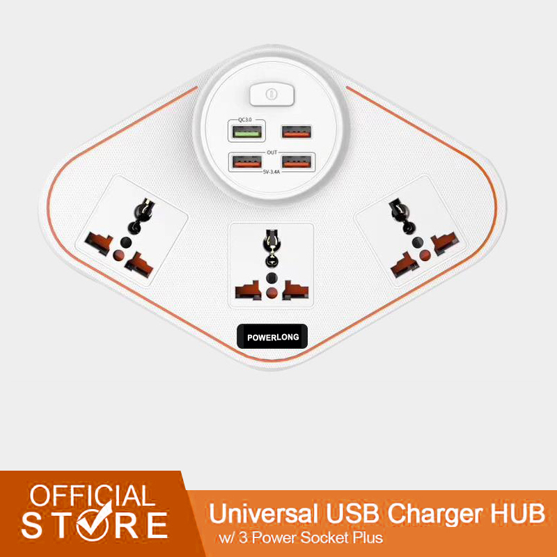 Smart High Power Universal 3 1a 4 Port Usb Charging Hub Plus 3 Power Socket W Overload