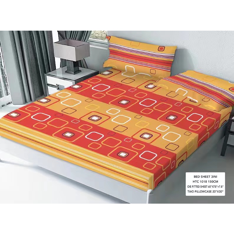 good quality ☼New 3in1 Garterized Bedsheets Semi Cotton (2pcs pillow case+1fitted  sheet)◈ Lazada PH