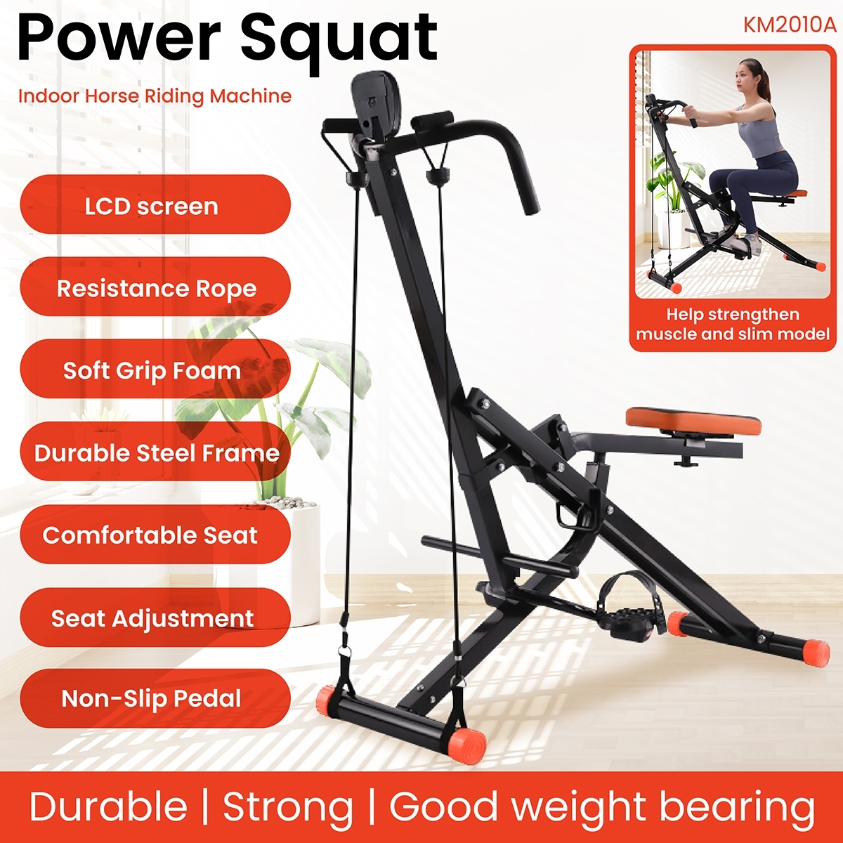 B&G Power Squat Exercise Rowing Machine Upper Body& Ab Exercise Riding