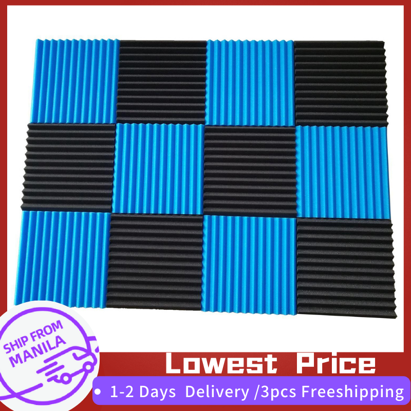 Black&Blue Charcoal Acoustic Panels Studio Soundproofing Foam Wedges Tiles Fireproof 1 X 12 X 12 24 Pack 