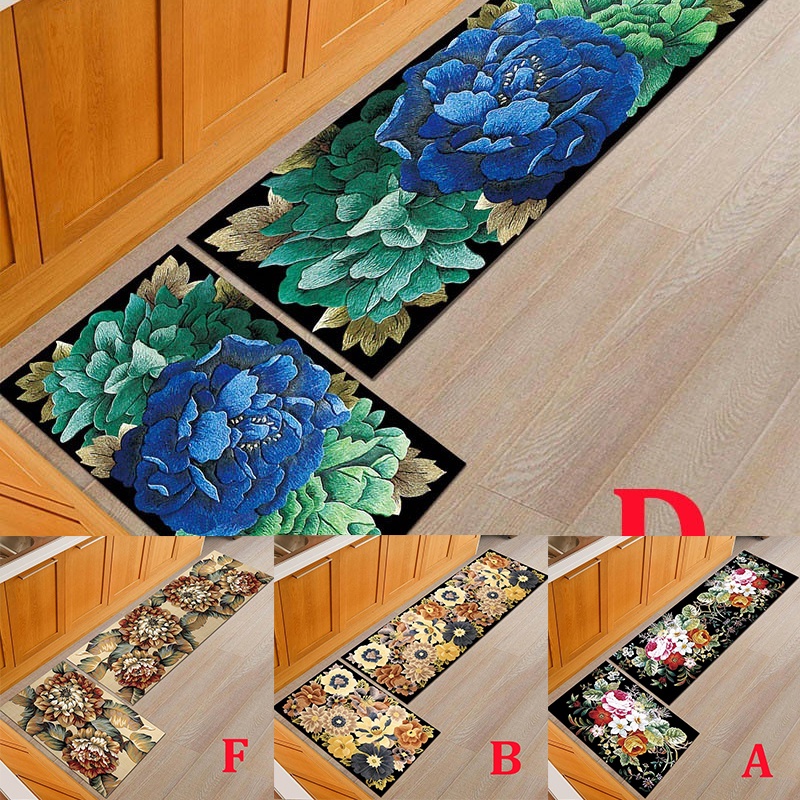 Floral Kitchen Mats Carpet Non Slip Kitchen Rugs Printed Door Mat for  Living Room Non-slip Hallway Long Strip Rug Balcony Tapete