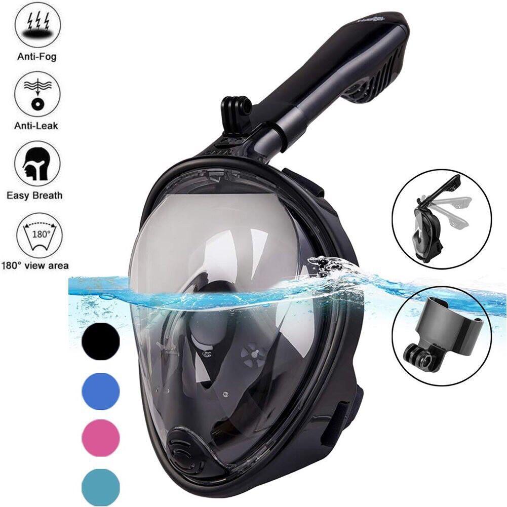 Anti-Fog Swimming Full Face Mask Surface Diving Snorkel Scuba for GoPro S/M/L/XL 