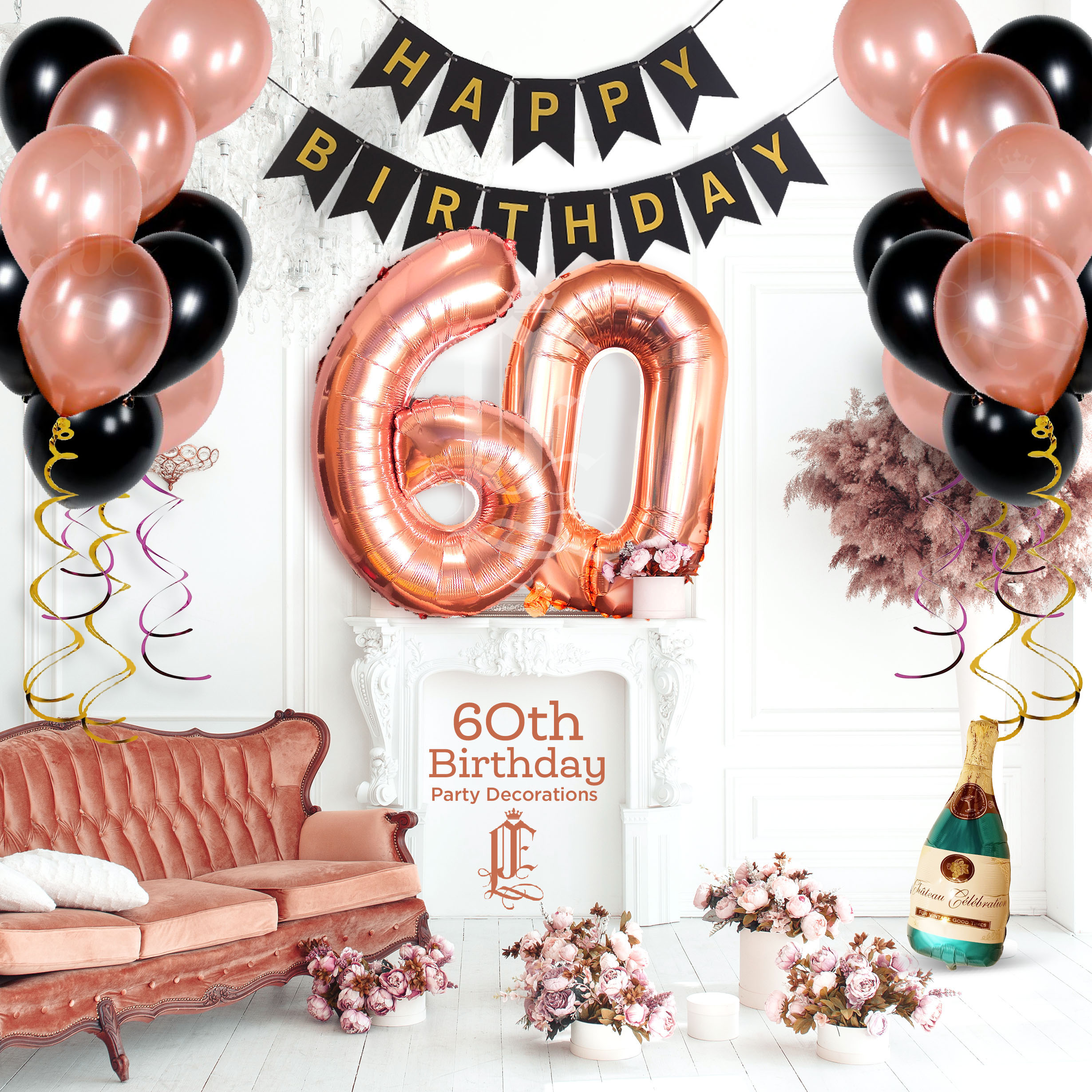 25pcs 60th Birthday Party Balloon Decorations Set Happy Birthday ...