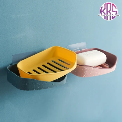 Toilet shelving creative arc wall-mounted soap box perforated household simple double layer soap box