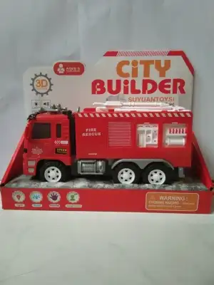 SHOP ZONE City Builder Fire Truck Toy w/ Light and Sound