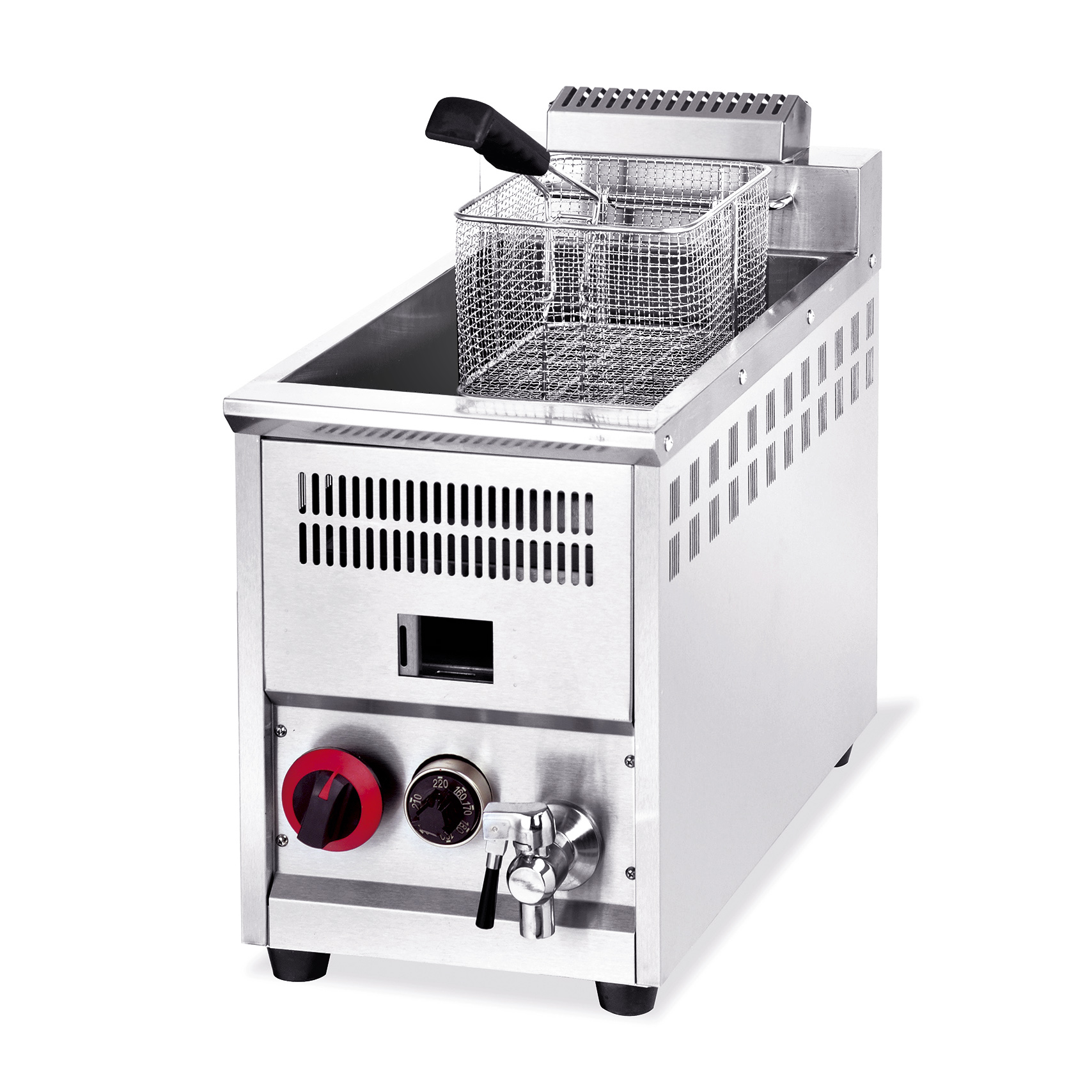 Commercial LPG deep fryer with thermostat temperature control 8L single