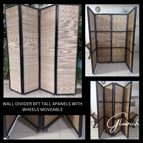 WALL DIVIDER 6FT TALL 4PANELS WITH WHEELS MOVEABLE / ROOM DIVIDER
