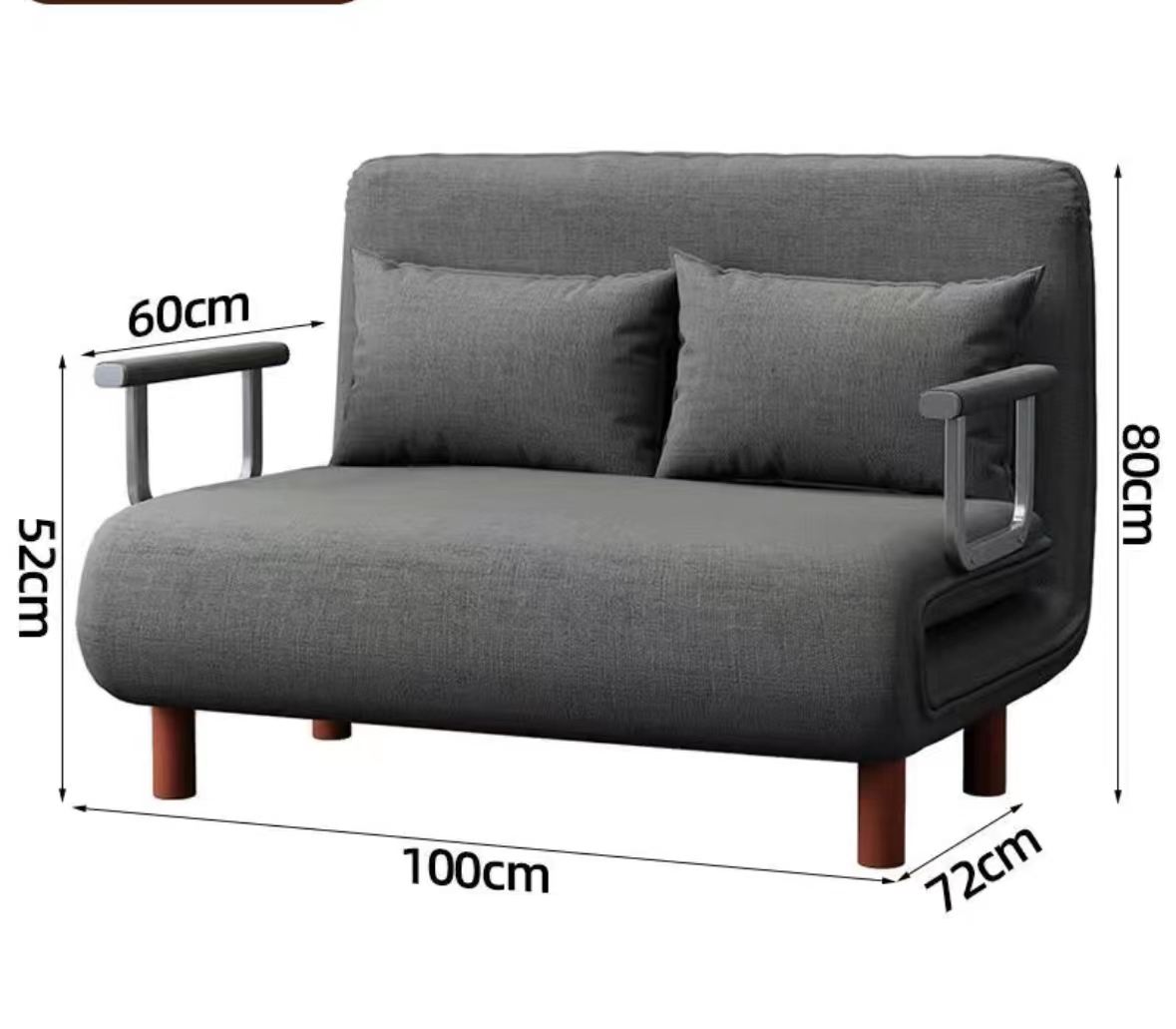 65CM Grey Simple Folding Sofa Bed Apartment Small Family Simple