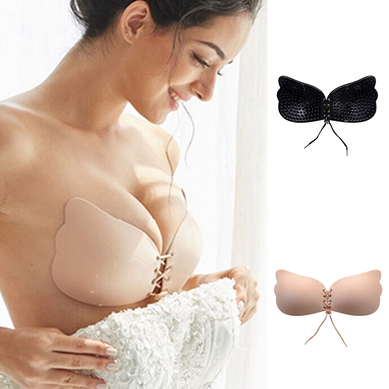 1 Pair Women's Silicone Bra Invisible Bra Gathering Bra Patch Breast Patch