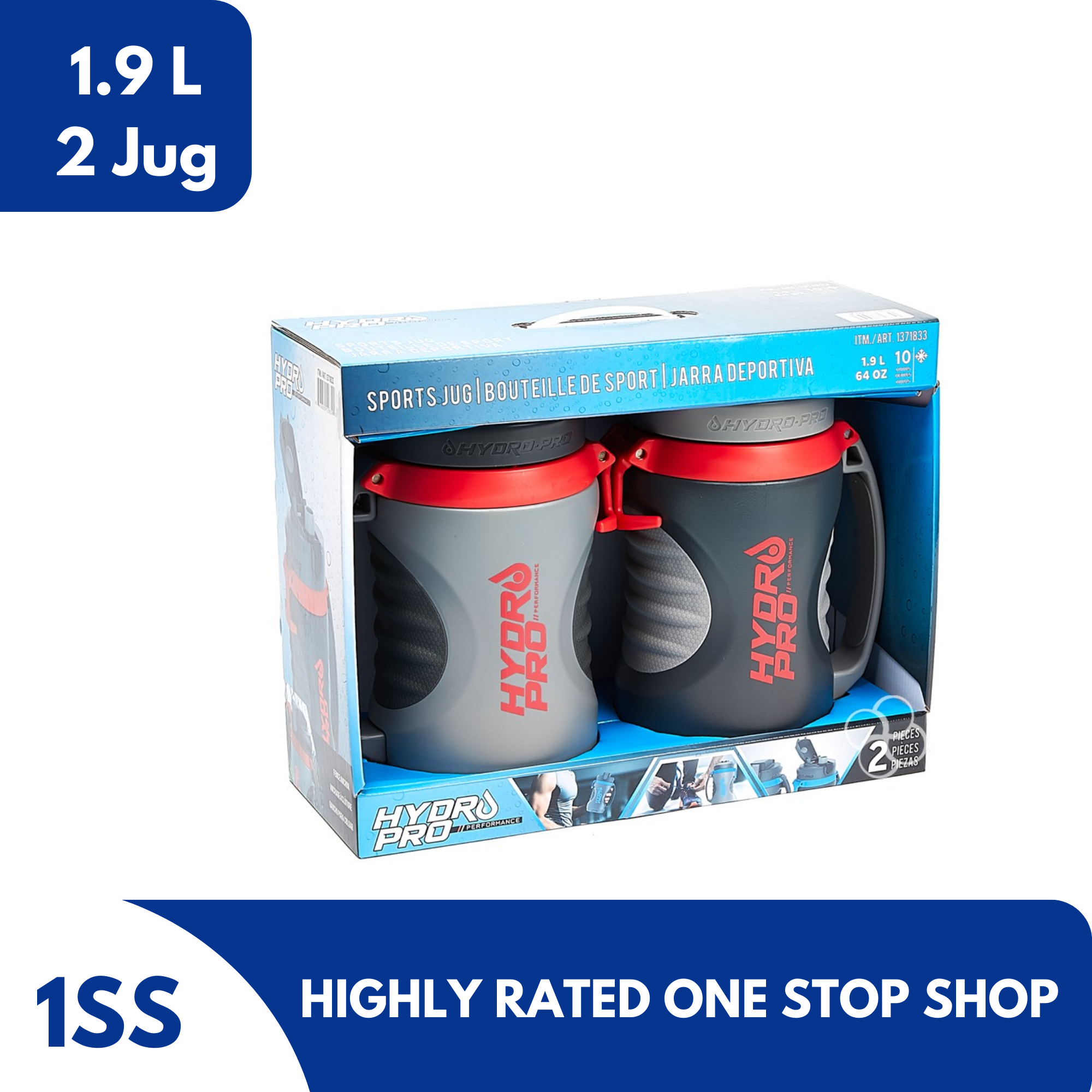 Hydro Pro Sports Jug, 2 x 1.9L (Color of item may vary upon delivery