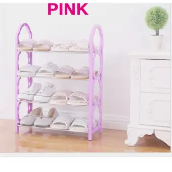 Pink 108 Simple Home Furniture Modern Land Type Shoe Rack 4tiers Plastic Shoes Rack Storage Organizer Stand Shelf Holder Lazada Ph