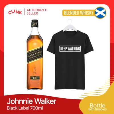 Johnnie Walker Black Label 700ml Blended Scotch Whisky with Johnnie Walker Black Tee Shirt