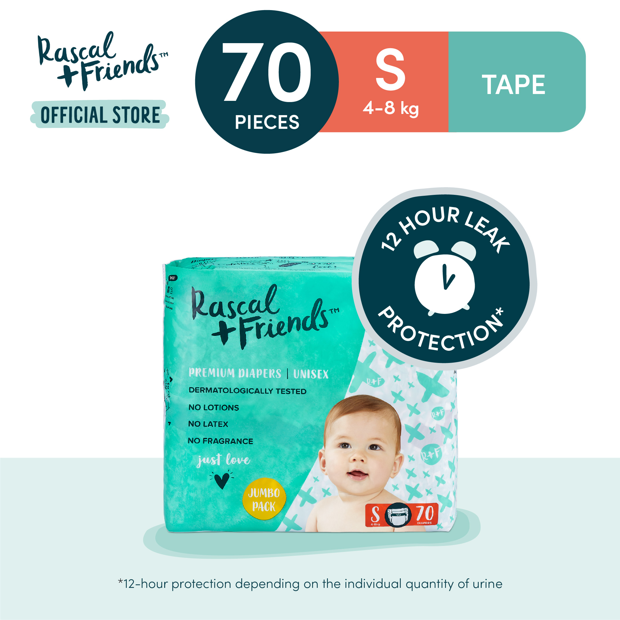 ∏☇◙Rascal + Friends Diapers Tape Small, Jumbo Pack , 70 pads☆1-2 days  delivery