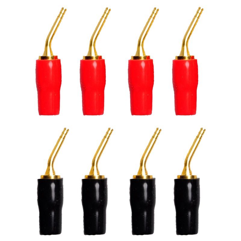 4-Pair 2mm Banana Plug Screw Type Audio Speaker Cable Connector Gold Plated