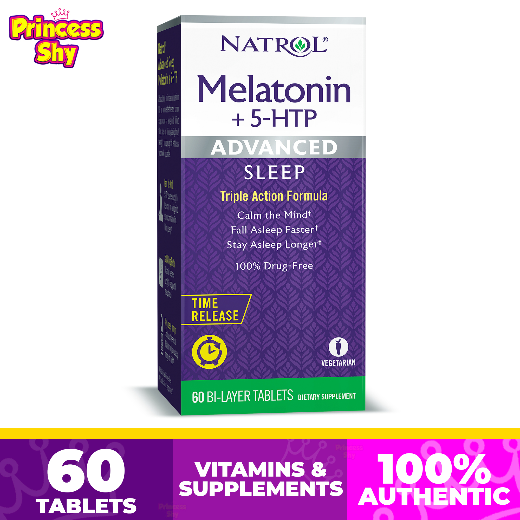 Natrol Melatonin + 5HTP Advanced Sleep Time Release 60 BiLayer