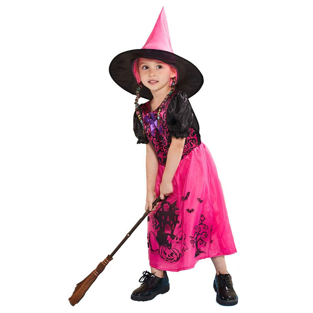 Little Witch Girls Costume Funny Sorceress Fancy Dress Halloween Cosplay Outfit