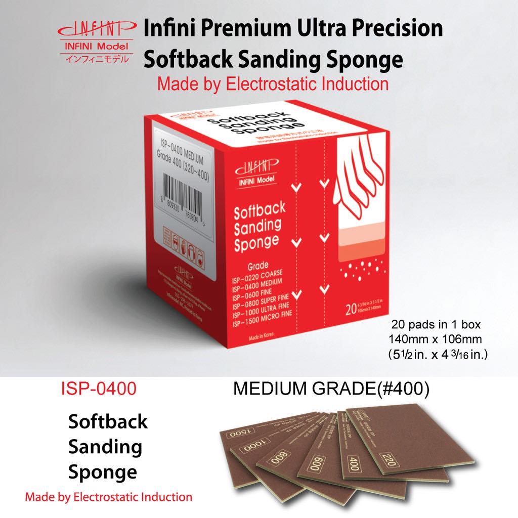 Infini Model Softback Sanding Sponge Stick 400 Grit Medium