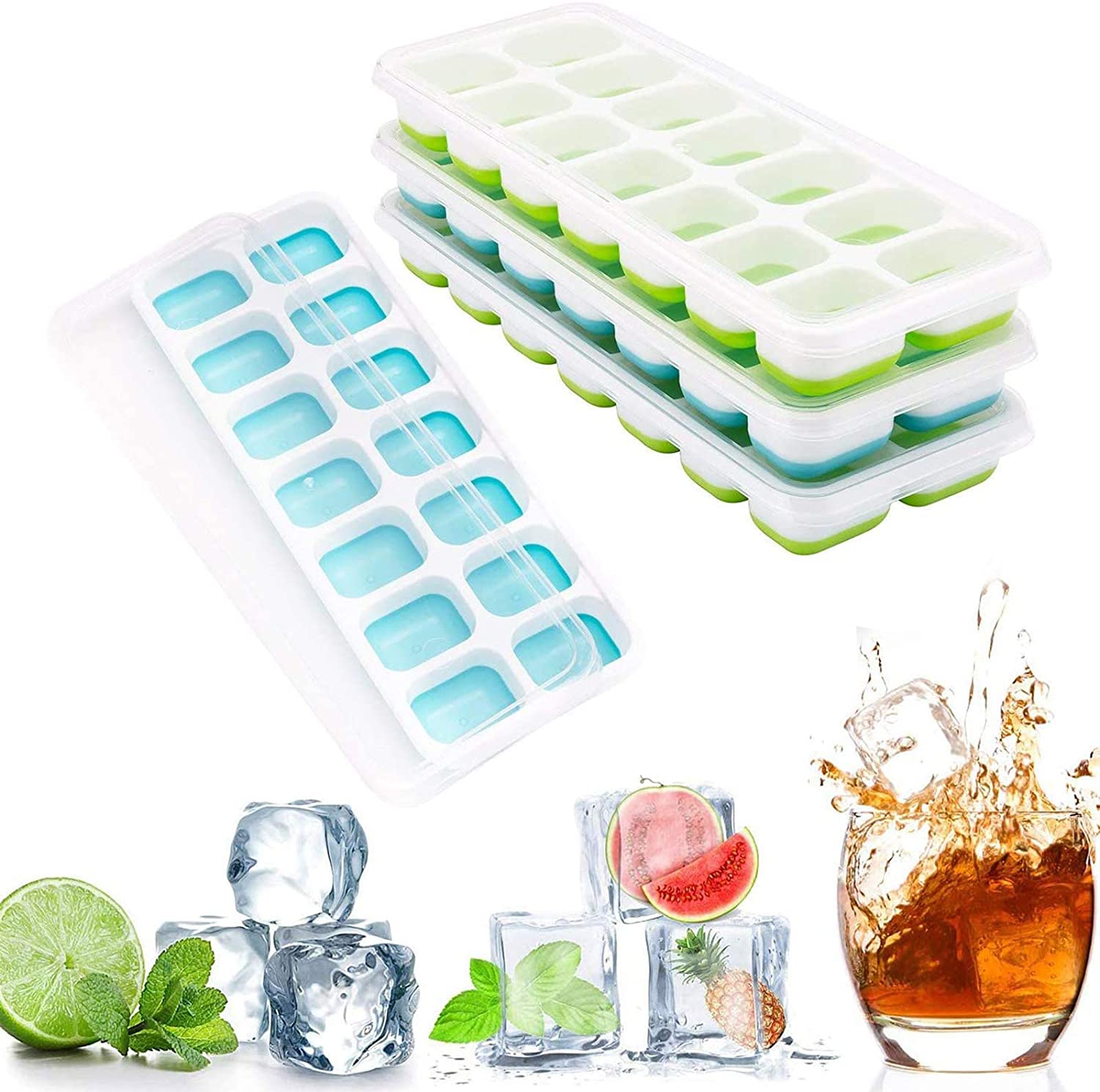 The freezer ice tray has a lid and the ice cube tray can be easily ...