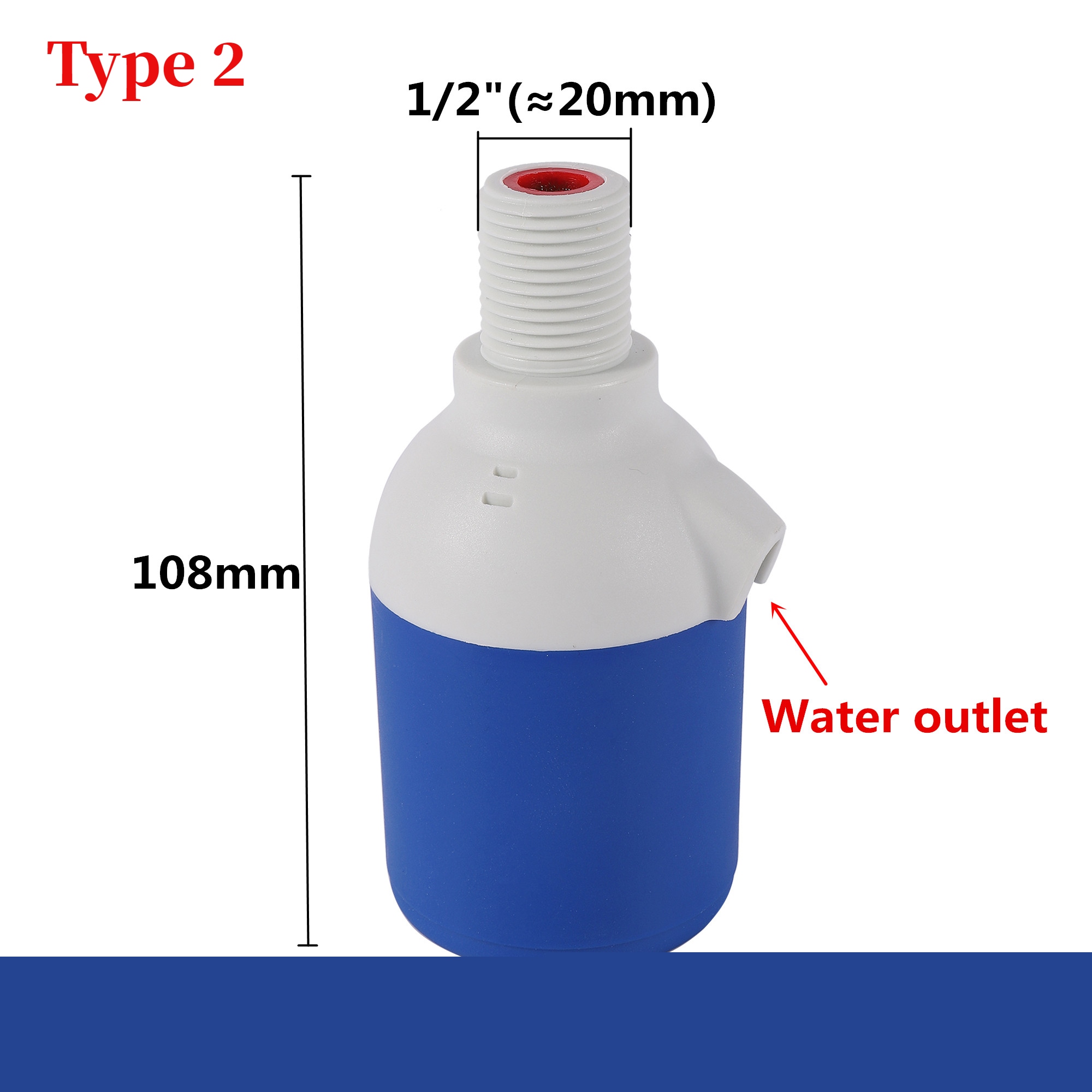 Water Tank Float 1/2 quot; Male StraightThrough Water Level Valve