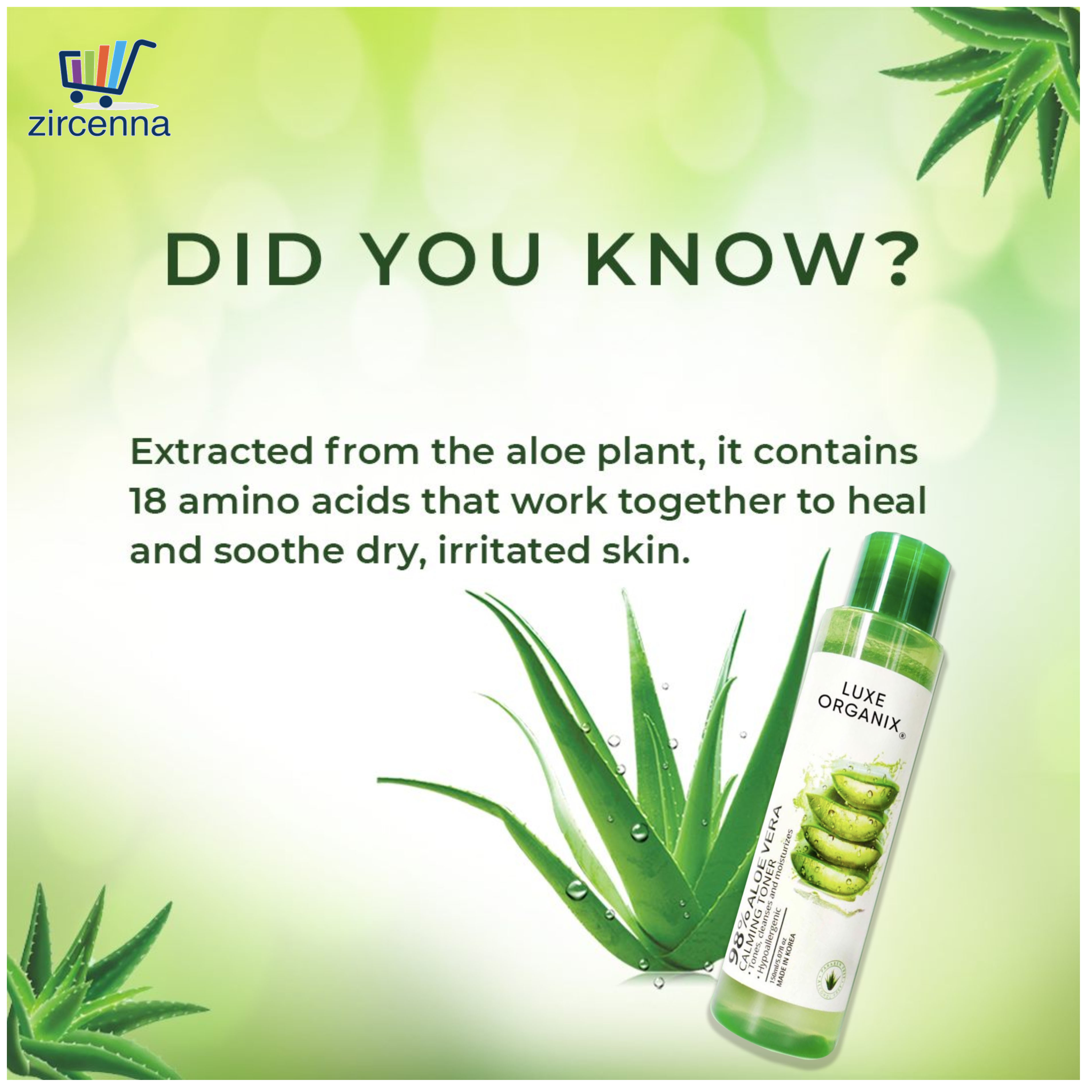 luxe organix aloe vera calming toner benefits